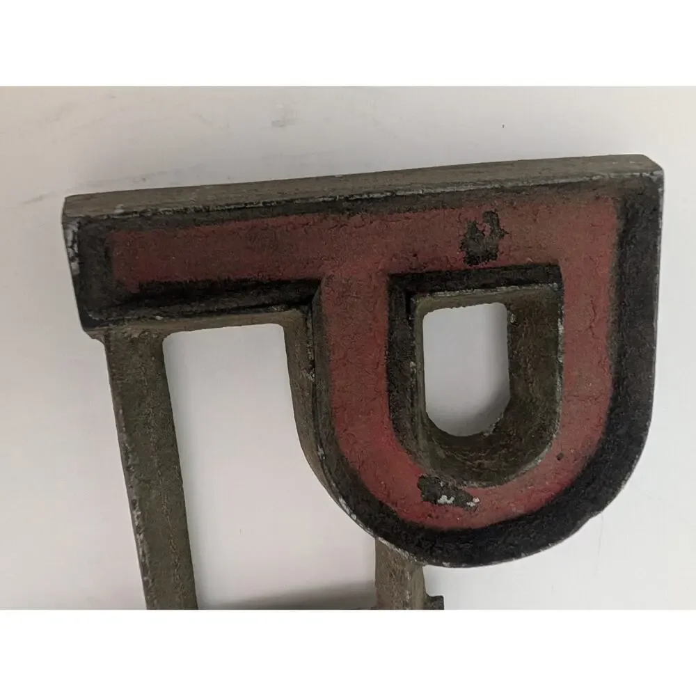 French Sign Letters PLUS Metal Industrial Wall Decor Mid Century Red 12